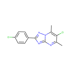 Cc1nc2nc(-c3ccc(Cl)cc3)nn2c(C)c1Cl ZINC000002363717