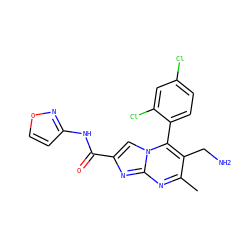 Cc1nc2nc(C(=O)Nc3ccon3)cn2c(-c2ccc(Cl)cc2Cl)c1CN ZINC000058582366