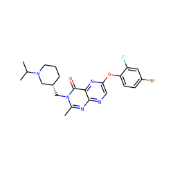 Cc1nc2ncc(Oc3ccc(Br)cc3F)nc2c(=O)n1C[C@H]1CCCN(C(C)C)C1 ZINC000073315624