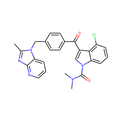 Cc1nc2ncccc2n1Cc1ccc(C(=O)c2cn(C(=O)N(C)C)c3cccc(Cl)c23)cc1 ZINC000013776699