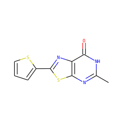 Cc1nc2sc(-c3cccs3)nc2c(=O)[nH]1 ZINC000299862712