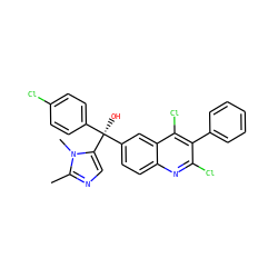 Cc1ncc([C@@](O)(c2ccc(Cl)cc2)c2ccc3nc(Cl)c(-c4ccccc4)c(Cl)c3c2)n1C ZINC000219689101