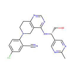Cc1ncc([C@@H](CO)Nc2ncnc3c2CN(c2ccc(Cl)cc2C#N)CC3)cn1 ZINC000148401395
