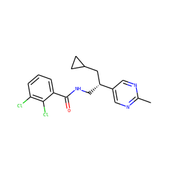 Cc1ncc([C@H](CNC(=O)c2cccc(Cl)c2Cl)CC2CC2)cn1 ZINC000207684658