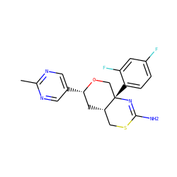 Cc1ncc([C@H]2C[C@H]3CSC(N)=N[C@@]3(c3ccc(F)cc3F)CO2)cn1 ZINC000169708478