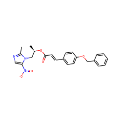 Cc1ncc([N+](=O)[O-])n1C[C@@H](C)OC(=O)/C=C/c1ccc(OCc2ccccc2)cc1 ZINC000072178944