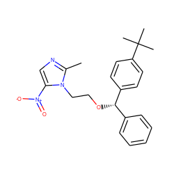 Cc1ncc([N+](=O)[O-])n1CCO[C@@H](c1ccccc1)c1ccc(C(C)(C)C)cc1 ZINC000005893083