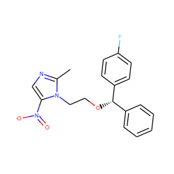 Cc1ncc([N+](=O)[O-])n1CCO[C@@H](c1ccccc1)c1ccc(F)cc1 ZINC000005893087
