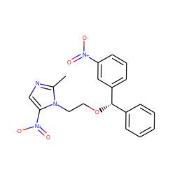 Cc1ncc([N+](=O)[O-])n1CCO[C@@H](c1ccccc1)c1cccc([N+](=O)[O-])c1 ZINC000013473028