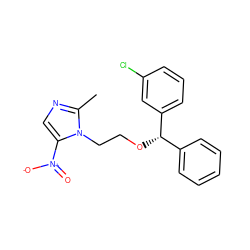 Cc1ncc([N+](=O)[O-])n1CCO[C@@H](c1ccccc1)c1cccc(Cl)c1 ZINC000013473026