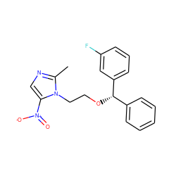 Cc1ncc([N+](=O)[O-])n1CCO[C@@H](c1ccccc1)c1cccc(F)c1 ZINC000013473024