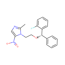 Cc1ncc([N+](=O)[O-])n1CCO[C@@H](c1ccccc1)c1ccccc1F ZINC000013473018