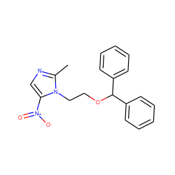 Cc1ncc([N+](=O)[O-])n1CCOC(c1ccccc1)c1ccccc1 ZINC000000024466