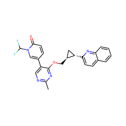 Cc1ncc(-c2ccc(=O)n(C(F)F)c2)c(OC[C@H]2C[C@@H]2c2ccc3ccccc3n2)n1 ZINC000209431322
