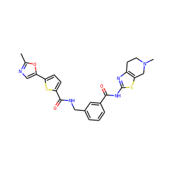 Cc1ncc(-c2ccc(C(=O)NCc3cccc(C(=O)Nc4nc5c(s4)CN(C)CC5)c3)s2)o1 ZINC000167963370