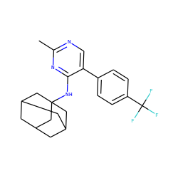 Cc1ncc(-c2ccc(C(F)(F)F)cc2)c(NC23CC4CC(CC(C4)C2)C3)n1 ZINC000028824784