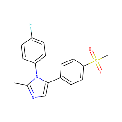 Cc1ncc(-c2ccc(S(C)(=O)=O)cc2)n1-c1ccc(F)cc1 ZINC000013525109
