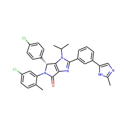 Cc1ncc(-c2cccc(-c3nc4c(n3C(C)C)[C@@H](c3ccc(Cl)cc3)N(c3cc(Cl)ccc3C)C4=O)c2)[nH]1 ZINC000217835309