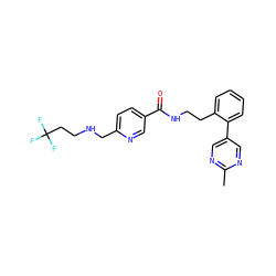 Cc1ncc(-c2ccccc2CCNC(=O)c2ccc(CNCCC(F)(F)F)nc2)cn1 ZINC000095560088