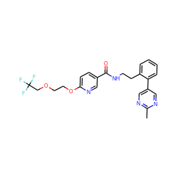 Cc1ncc(-c2ccccc2CCNC(=O)c2ccc(OCCOCC(F)(F)F)nc2)cn1 ZINC000095560071