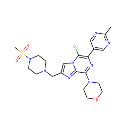 Cc1ncc(-c2nc(N3CCOCC3)c3nc(CN4CCN(S(C)(=O)=O)CC4)cn3c2Cl)cn1 ZINC000084741550