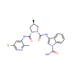 Cc1ncc(Br)cc1NC(=O)[C@@H]1C[C@@H](F)CN1C(=O)Nc1cn(C(N)=O)c2ccccc12 ZINC000148081325