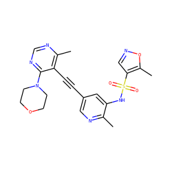 Cc1ncc(C#Cc2c(C)ncnc2N2CCOCC2)cc1NS(=O)(=O)c1cnoc1C ZINC000142141619