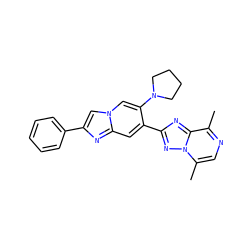 Cc1ncc(C)n2nc(-c3cc4nc(-c5ccccc5)cn4cc3N3CCCC3)nc12 ZINC000149262629