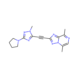 Cc1ncc(C)n2nc(C#Cc3nc(N4CCCC4)nn3C)nc12 ZINC000217517471