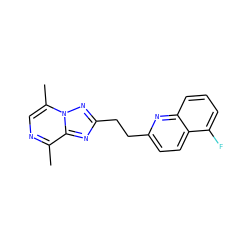Cc1ncc(C)n2nc(CCc3ccc4c(F)cccc4n3)nc12 ZINC001772571593
