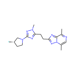 Cc1ncc(C)n2nc(CCc3nc(N4CC[C@H](F)C4)nn3C)nc12 ZINC000210580342