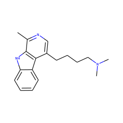 Cc1ncc(CCCCN(C)C)c2c1[nH]c1ccccc12 ZINC000096448080