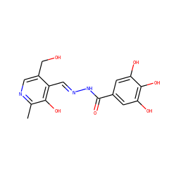 Cc1ncc(CO)c(/C=N/NC(=O)c2cc(O)c(O)c(O)c2)c1O ZINC000003910433