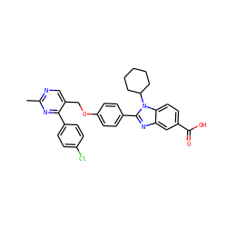 Cc1ncc(COc2ccc(-c3nc4cc(C(=O)O)ccc4n3C3CCCCC3)cc2)c(-c2ccc(Cl)cc2)n1 ZINC000036350449