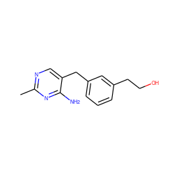 Cc1ncc(Cc2cccc(CCO)c2)c(N)n1 ZINC000038313768