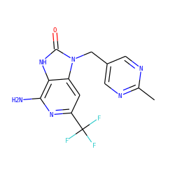 Cc1ncc(Cn2c(=O)[nH]c3c(N)nc(C(F)(F)F)cc32)cn1 ZINC000071316401