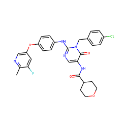 Cc1ncc(Oc2ccc(Nc3ncc(NC(=O)C4CCOCC4)c(=O)n3Cc3ccc(Cl)cc3)cc2)cc1F ZINC001772649771