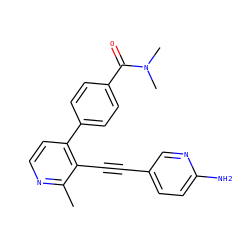 Cc1nccc(-c2ccc(C(=O)N(C)C)cc2)c1C#Cc1ccc(N)nc1 ZINC000202387629