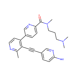 Cc1nccc(-c2ccc(C(=O)N(C)CCCN(C)C)nc2)c1C#Cc1ccc(N)nc1 ZINC000202387894