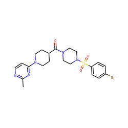 Cc1nccc(N2CCC(C(=O)N3CCN(S(=O)(=O)c4ccc(Br)cc4)CC3)CC2)n1 ZINC000001488238
