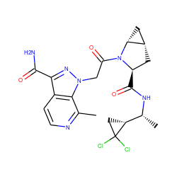 Cc1nccc2c(C(N)=O)nn(CC(=O)N3[C@H](C(=O)N[C@H](C)[C@H]4CC4(Cl)Cl)C[C@H]4C[C@H]43)c12 ZINC000217709787