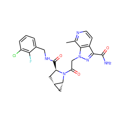 Cc1nccc2c(C(N)=O)nn(CC(=O)N3[C@H](C(=O)NCc4cccc(Cl)c4F)C[C@H]4C[C@H]43)c12 ZINC000143943810