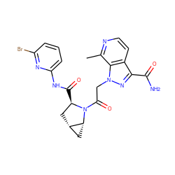 Cc1nccc2c(C(N)=O)nn(CC(=O)N3[C@H](C(=O)Nc4cccc(Br)n4)C[C@H]4C[C@H]43)c12 ZINC000143964114