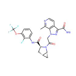 Cc1nccc2c(C(N)=O)nn(CC(=O)N3[C@H](C(=O)Nc4cccc(OC(F)(F)F)c4F)C[C@H]4C[C@H]43)c12 ZINC000143901922