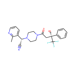 Cc1ncccc1[C@@H](C#N)N1CCN(C(=O)C[C@@](O)(c2ccccc2)C(F)(F)F)CC1 ZINC000013833207