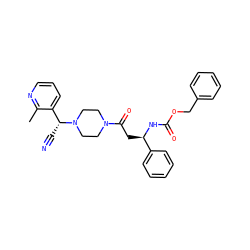 Cc1ncccc1[C@@H](C#N)N1CCN(C(=O)C[C@@H](NC(=O)OCc2ccccc2)c2ccccc2)CC1 ZINC000013833233
