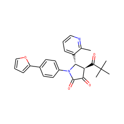 Cc1ncccc1[C@@H]1[C@@H](C(=O)C(C)(C)C)C(=O)C(=O)N1c1ccc(-c2ccco2)cc1 ZINC000169695173