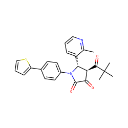 Cc1ncccc1[C@@H]1[C@@H](C(=O)C(C)(C)C)C(=O)C(=O)N1c1ccc(-c2cccs2)cc1 ZINC000169695168