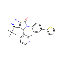 Cc1ncccc1[C@@H]1c2c(C(C)(C)C)n[nH]c2C(=O)N1c1ccc(-c2cccs2)cc1 ZINC000096177129