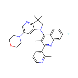 Cc1ncccc1-c1nc2cc(F)ccc2c(N2CC(C)(C)c3ncc(N4CCOCC4)cc32)c1C ZINC000118096709